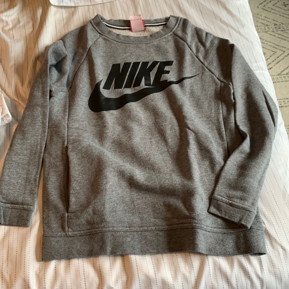 Gray and black Nike crew